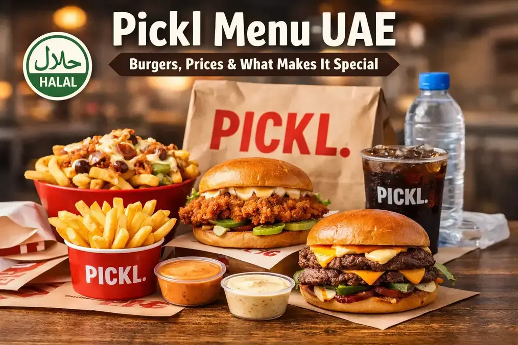 Pickl Menu UAE with burgers, prices, fries and halal fast food options